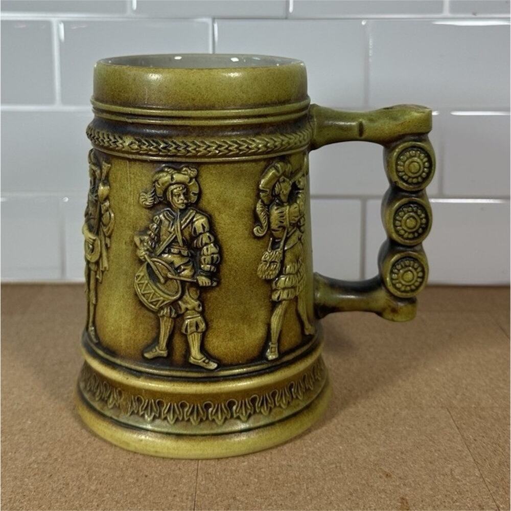 GERZ German Beer Mug Relief Medieval Figures Breweriana Pottery